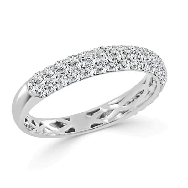 18K Gold Diamond 3-Row Ring