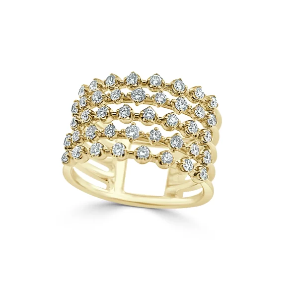 14K Gold Diamond 5-Row Ring