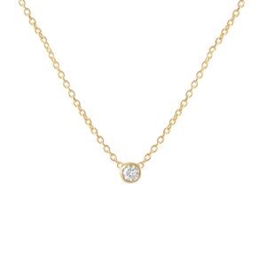 14K Gold Diamond Bezel Pendant Necklace