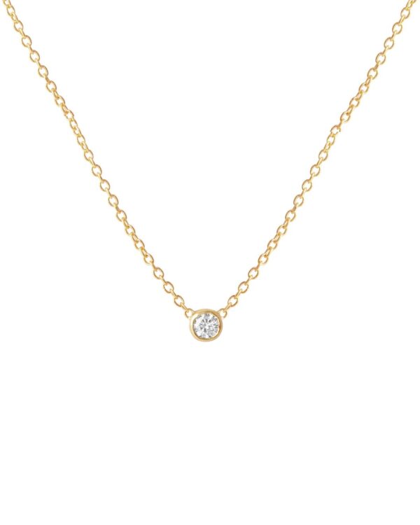 14K Gold Diamond Bezel Pendant Necklace