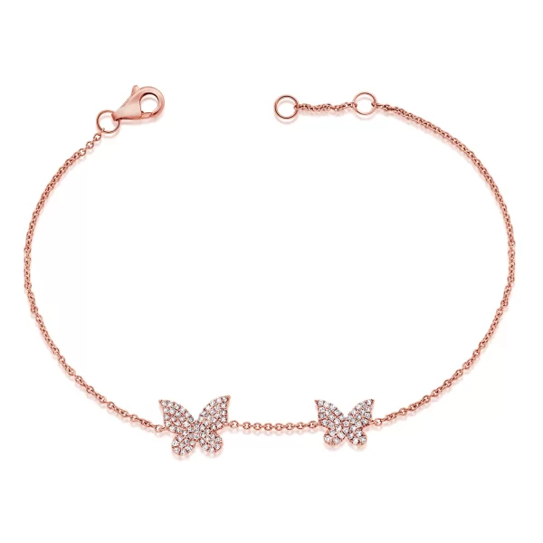 14K Gold Diamond Butterfly Bracelet - Image 4