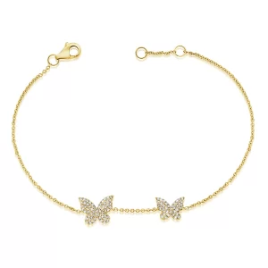 14K Gold Diamond Butterfly Bracelet