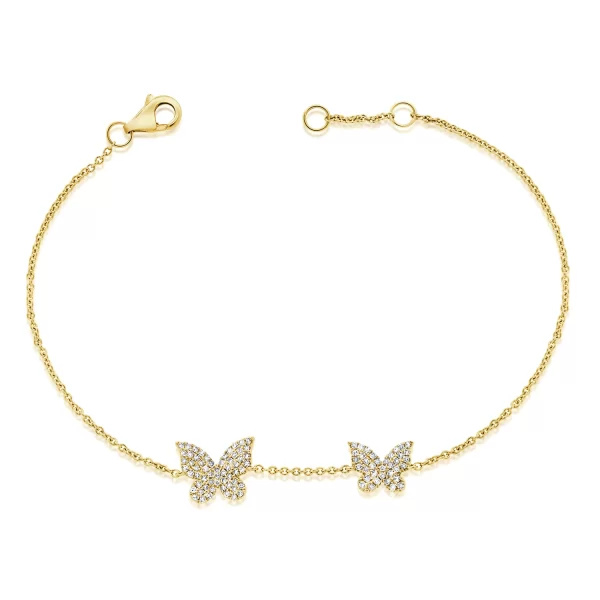 14K Gold Diamond Butterfly Bracelet