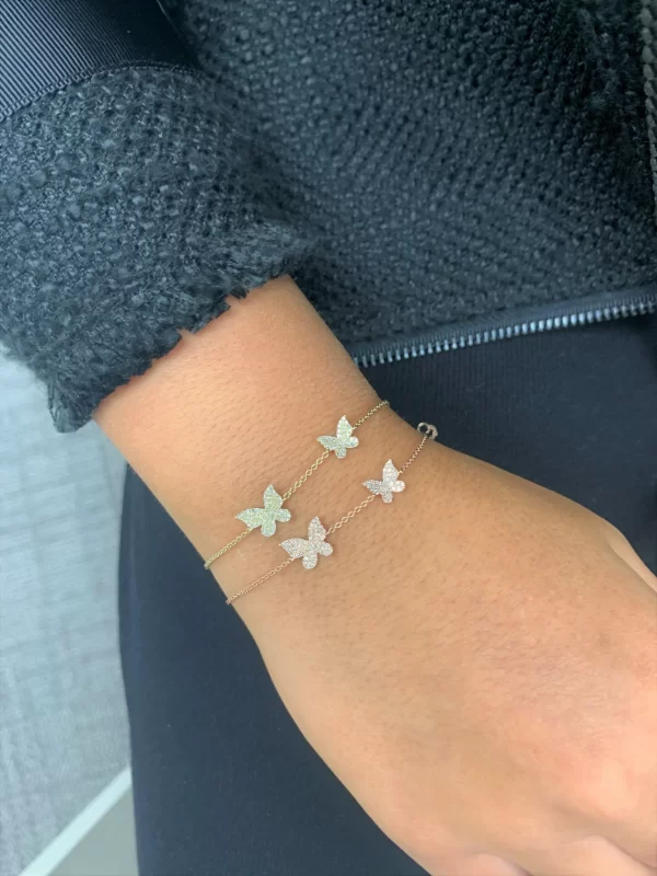 14K Gold Diamond Butterfly Bracelet - Image 2