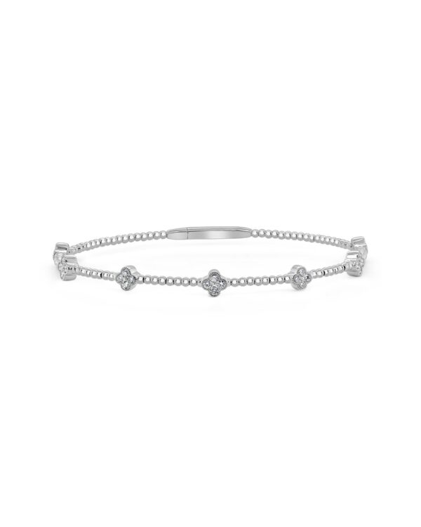 14K Gold Diamond Clover Flex Bangle - Image 2