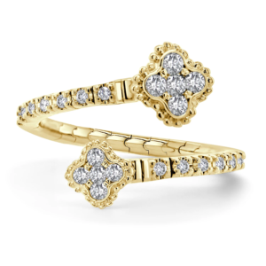 14K Gold Diamond Clover Flex Ring