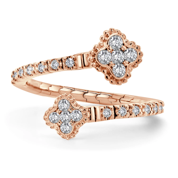 14K Gold Diamond Clover Flex Ring - Image 3
