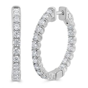 14K Gold Diamond Hoop Earrings