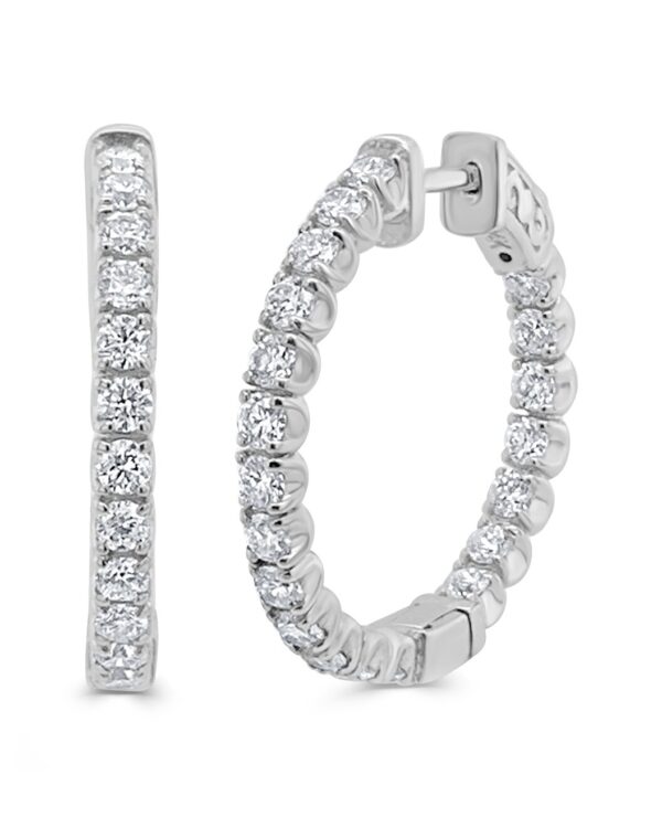 14K Gold Diamond Hoop Earrings