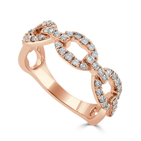 14K Gold Diamond Link Ring - Image 3