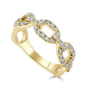 14K Gold Diamond Link Ring