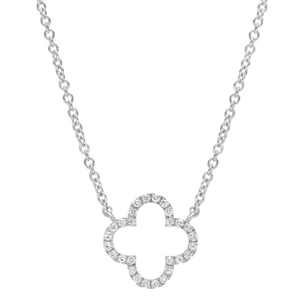 14K Gold Diamond Open Clover Necklace