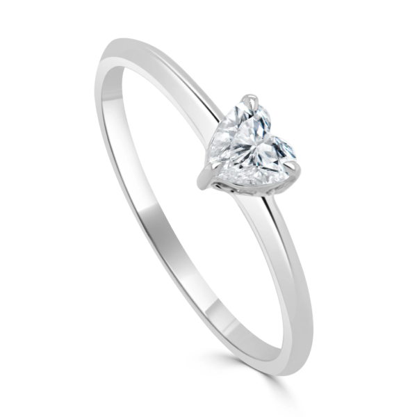 14K Gold Diamond Solitaire Heart Ring - Image 2