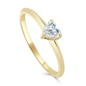 14K Gold Diamond Solitaire Heart Ring