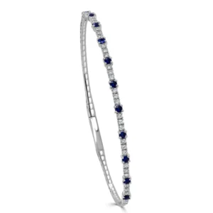 14K Gold Diamond & Sapphire Bangle