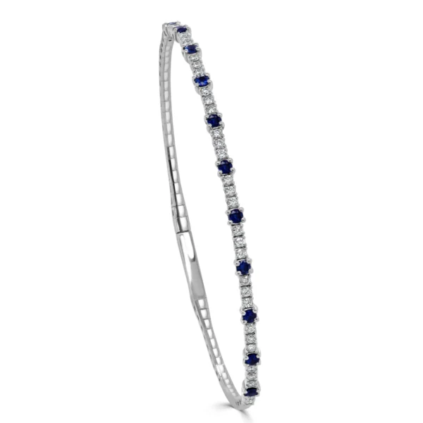 14K Gold Diamond & Sapphire Bangle