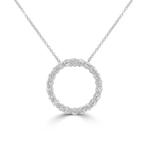 14K Gold Diamond Open Circle Necklace