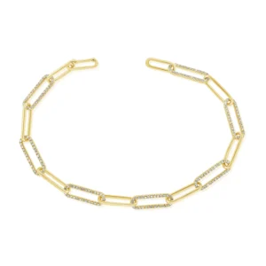 14K Gold Diamond Paperclip Bracelet