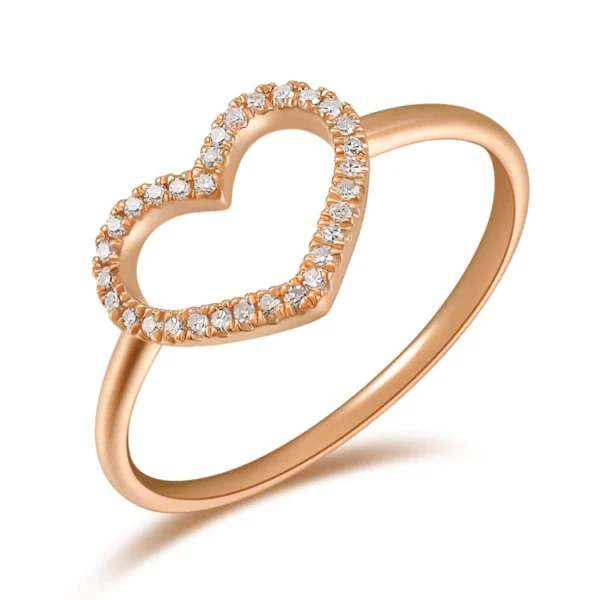 14K Gold Diamond Open Heart Ring - Image 3