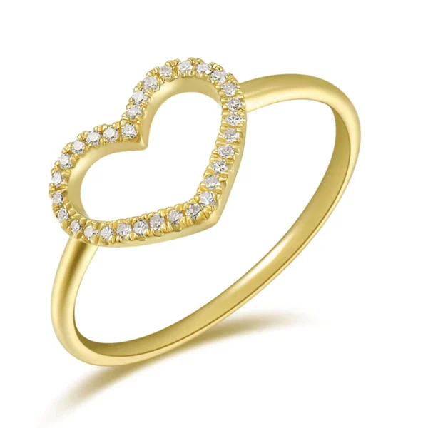 14K Gold Diamond Open Heart Ring - Image 2